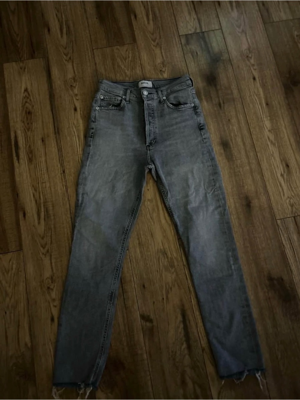 Agolde High-Rise Straight Leg Jeans - Gray Wash